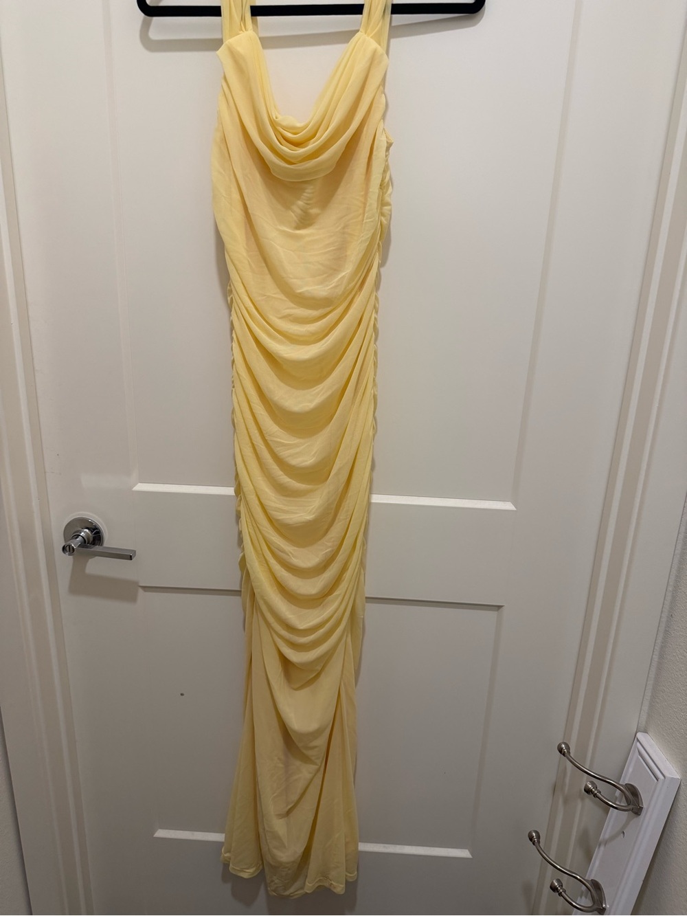Yellow Draped Evening Dress